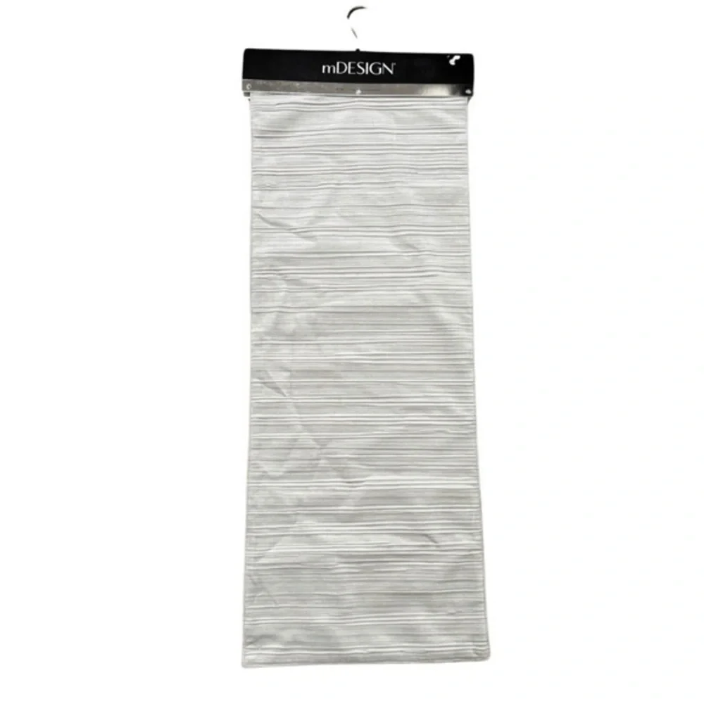 mDesign 14 in x 72 in Table Runner Gray Velour Stripe NWT